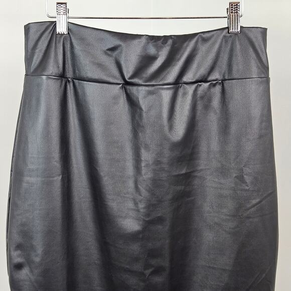 Skims Faux Leather Skirt Swim Cover-Up Long Black | Women's XL | MINOR FLAWS - Picture 4 of 16